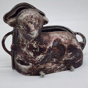 Cast aluminum Lamb Cake Mold Kitchen Display Piece Aged Patina Stamped